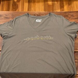 Carhartt Olive Green V-Neck Logo Tee